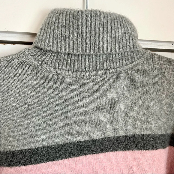 Talbots Gray Fireside Stripe Pullover Turtleneck Sweater Women Medium Petite - Picture 6 of 12